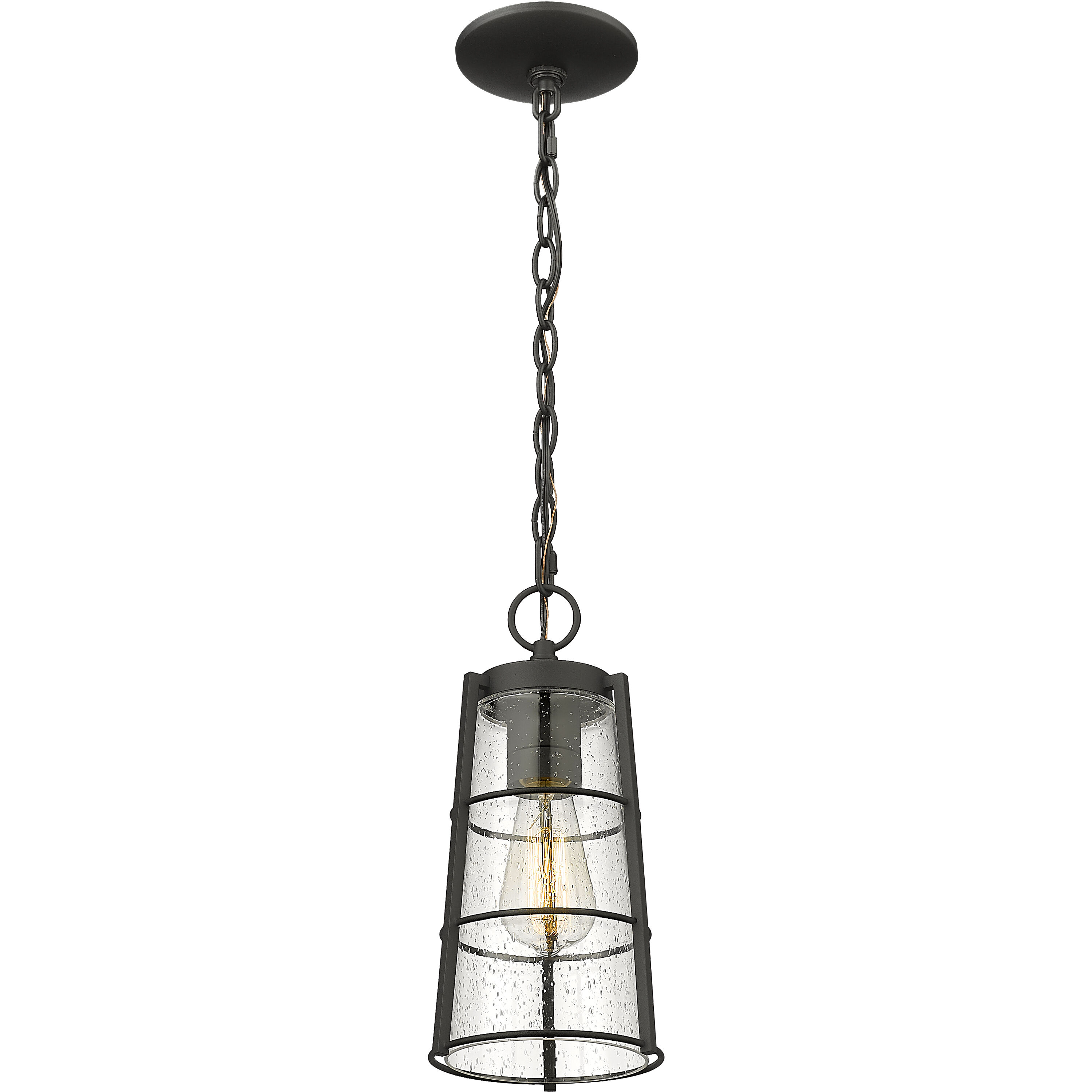 Helix 1 Light 6 inch Black Outdoor Chain Mount Ceiling Fixture