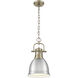 Yep Duncan Pendant Ceiling Light in Aged Brass, Pewter, Small
