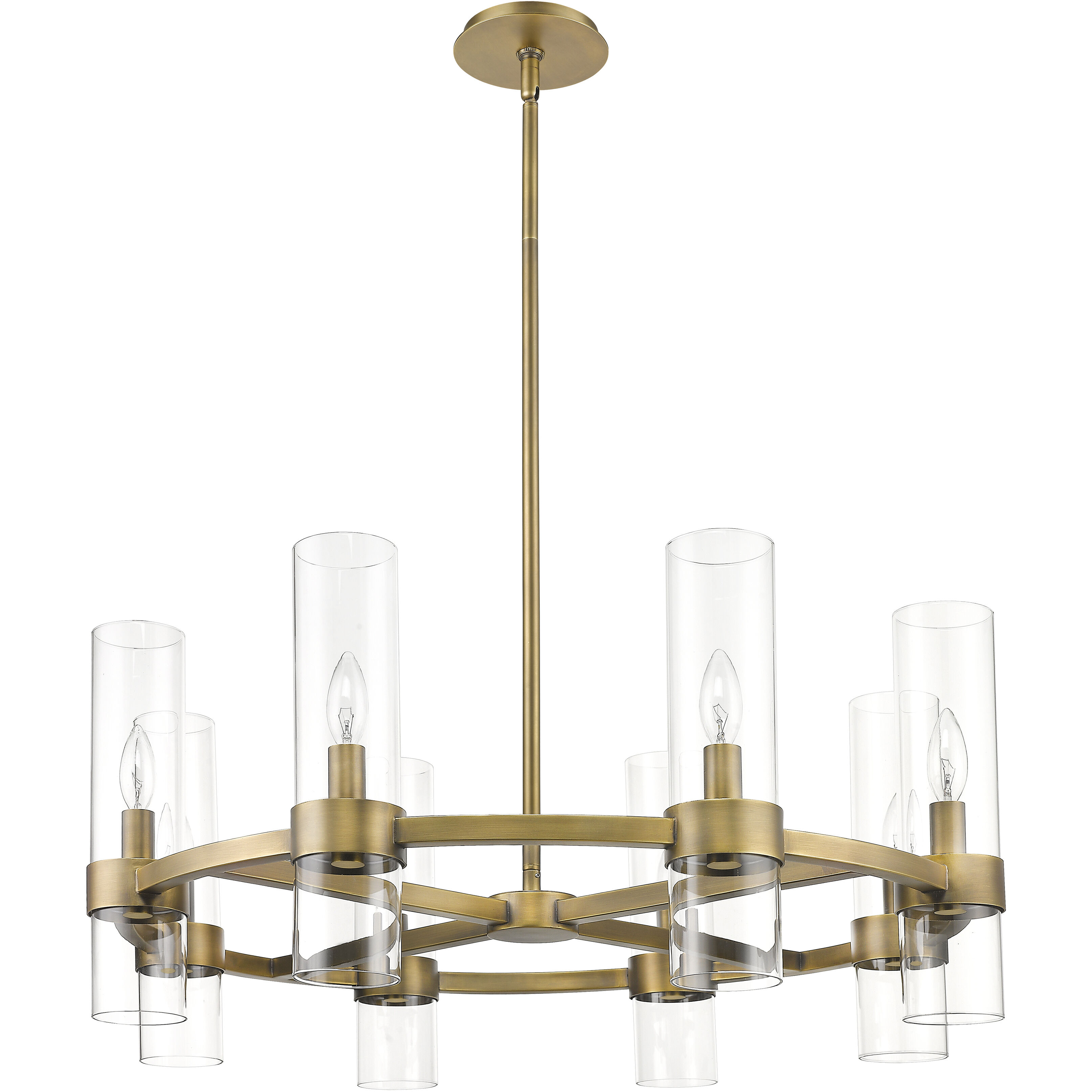 Datus 8 Light 32 inch Rubbed Brass Chandelier Ceiling Light