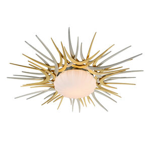 Helios 1 Light 38 inch Gold And Silver Leaf Flush Mount Ceiling Light