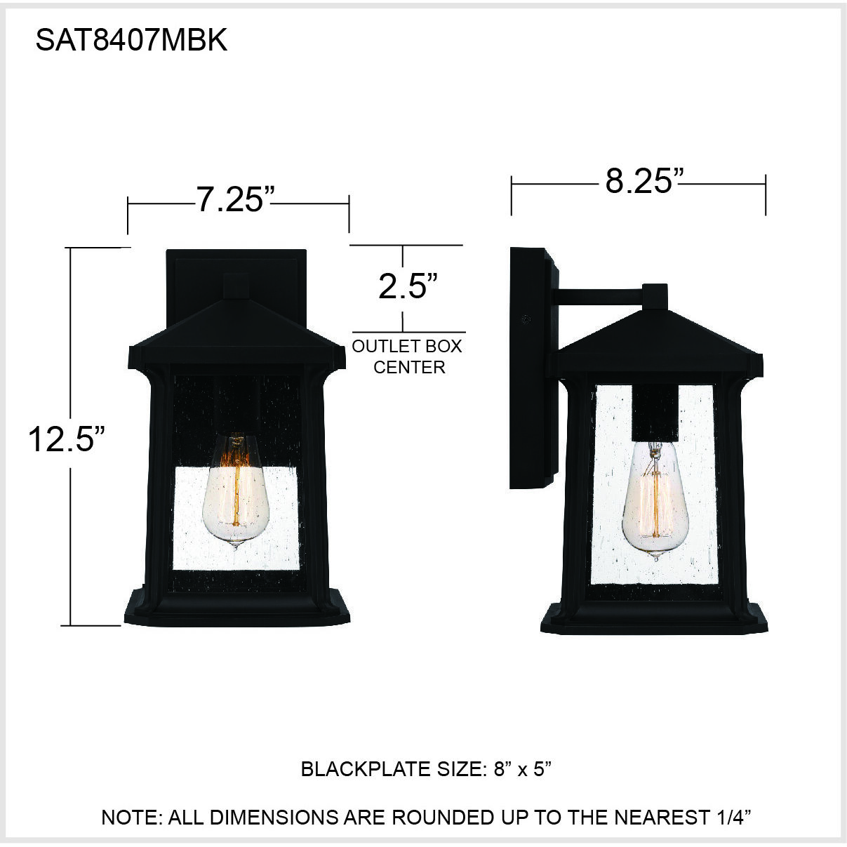 Satterfield 1 Light 13 inch Matte Black Outdoor Wall Lantern