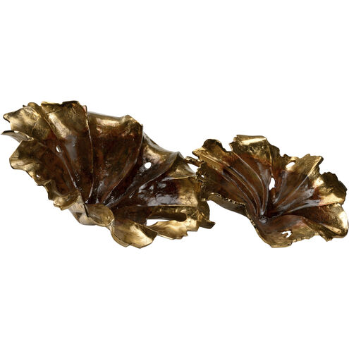 Aluminum Leaf Gold Decorative Objects, Set of 2