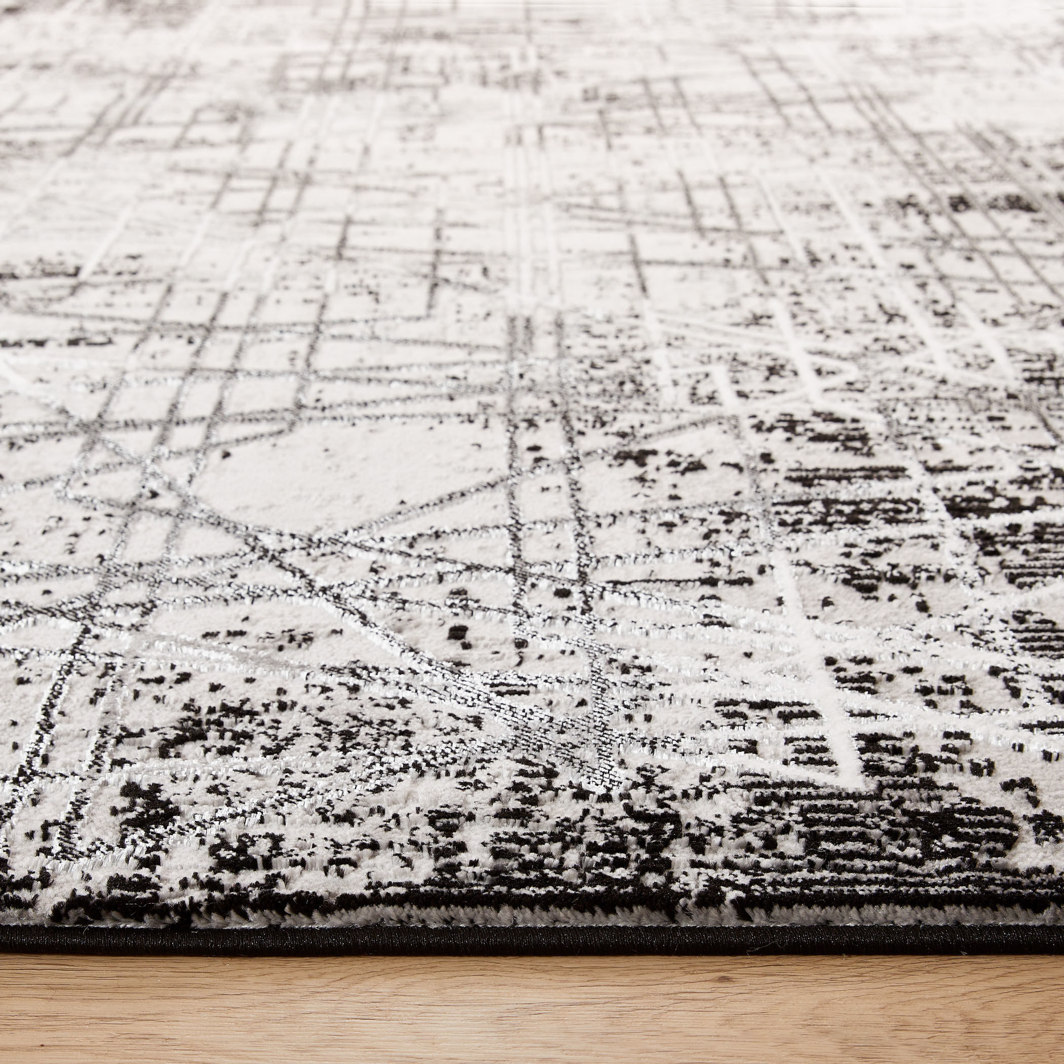 Sesia 36 X 24 inch Black/Grey Rug in 2 x 3