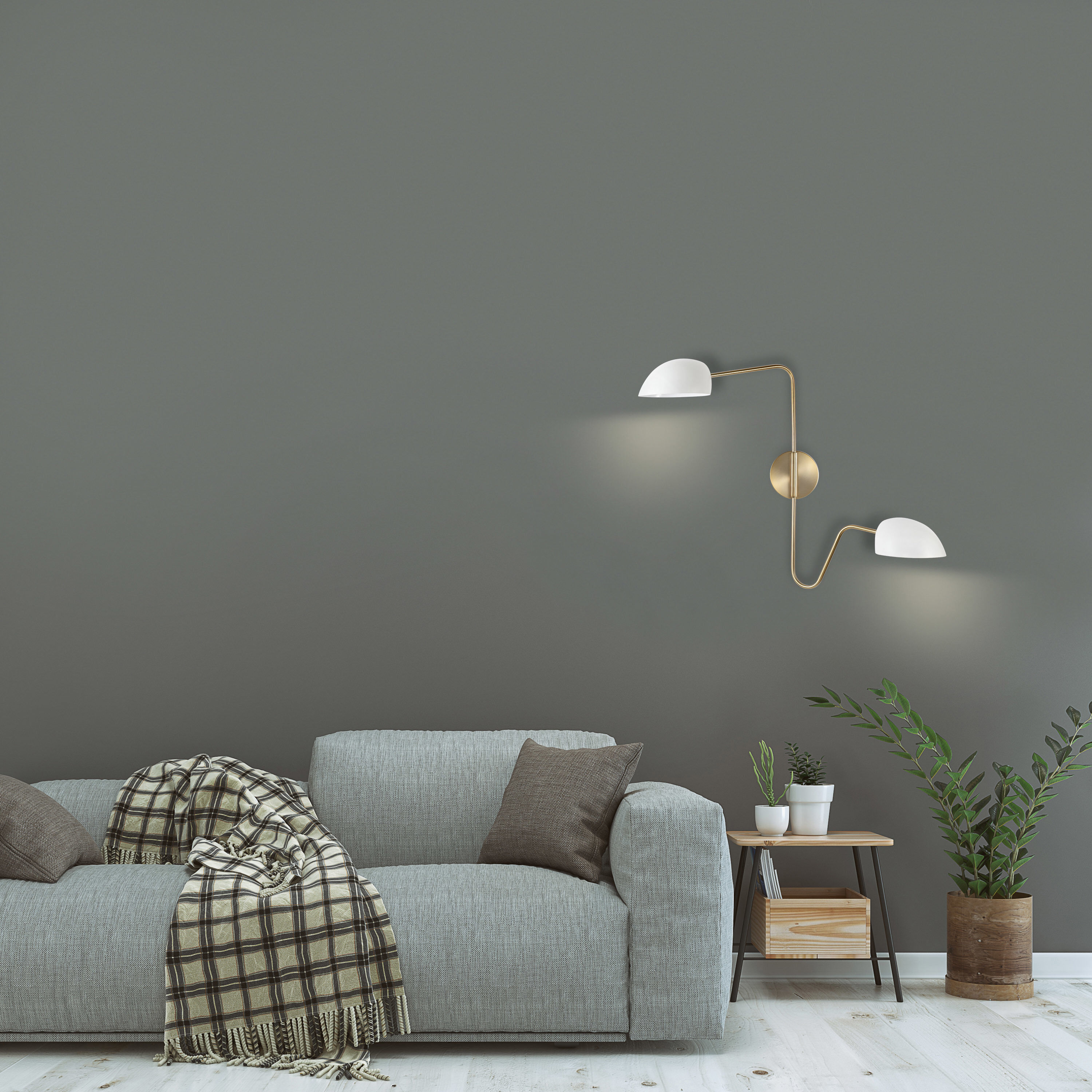 Trilby 1 Light 37 inch Matte White/Burnished Brass Bathroom Vanity Lights Wall Light