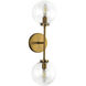Alora Mood Cassia 2 Light 6 inch Aged Gold Bath Vanity Light Wall Light in Clear Glass Shade