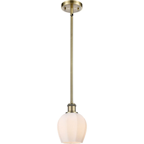 Ballston Norfolk 1 Light 6 inch Antique Brass Mini Pendant Ceiling Light in Matte White Glass