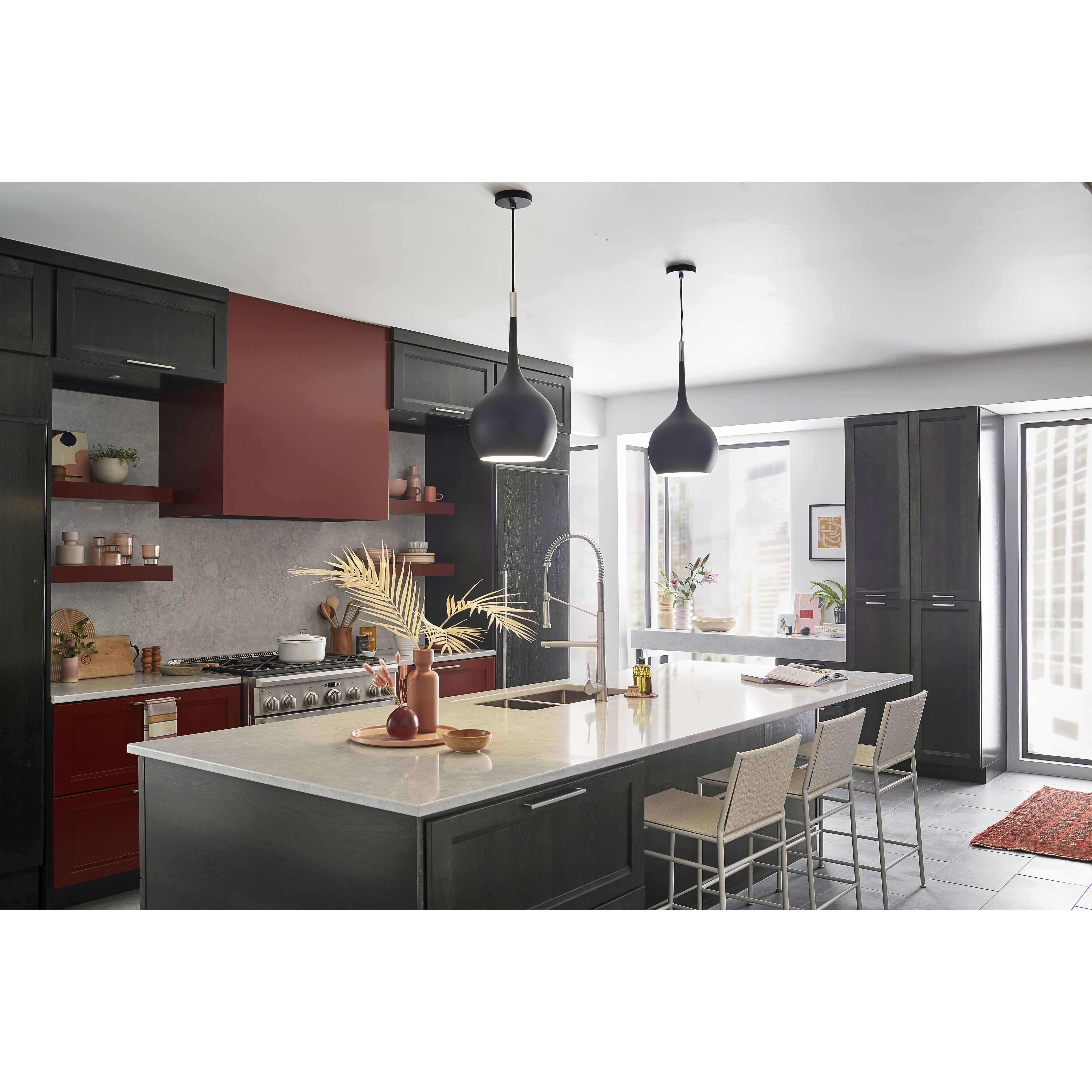 Ziggy 1 Light 12 inch Black with Polished Nickel Indoor Pendant Ceiling Light