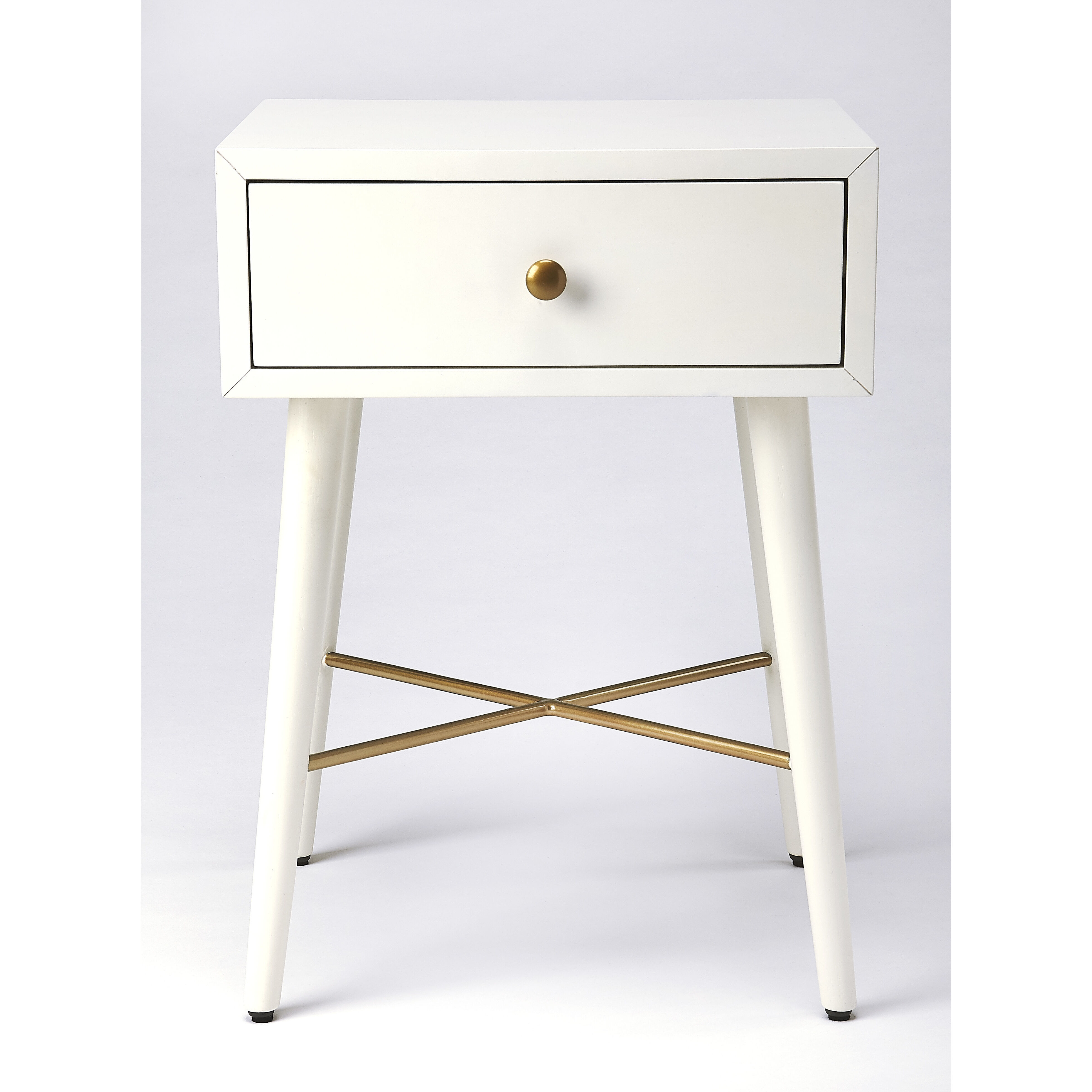 Butler Loft Delridge White & Gold 22 X 16 inch White Accent Table