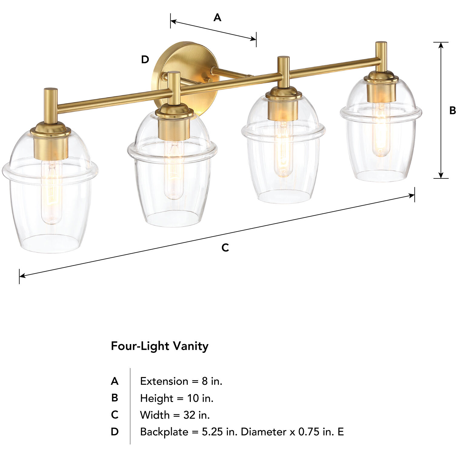 Summer Jazz 4 Light 32 inch Brushed Gold Vanity Light Wall Light