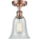 Ballston Hanover 1 Light 6.25 inch Antique Copper Semi-Flush Mount Ceiling Light in Fishnet Glass, Ballston