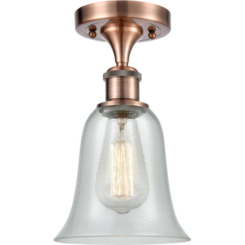 Ballston Hanover 1 Light 6.25 inch Antique Copper Semi-Flush Mount Ceiling Light in Fishnet Glass, Ballston