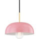 Avery 1 Light 11 inch Aged Brass Pendant Ceiling Light in Aged Brass and Pink