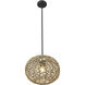 Berkshire 1 Light 15 inch Black Metal with Natural Seagrass Pendant Ceiling Light