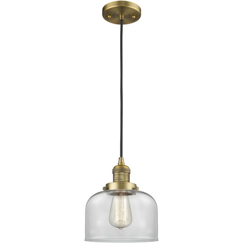 Franklin Restoration Bell 1 Light 8 inch Brushed Brass Mini Pendant Ceiling Light in Incandescent, Clear, Franklin Restoration