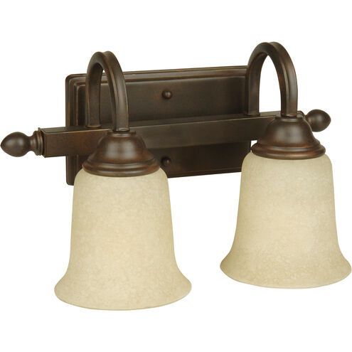 Madison 2 Light 14 inch Aged Bronze Textured Vanity Light Wall Light in Antique Scavo Glass