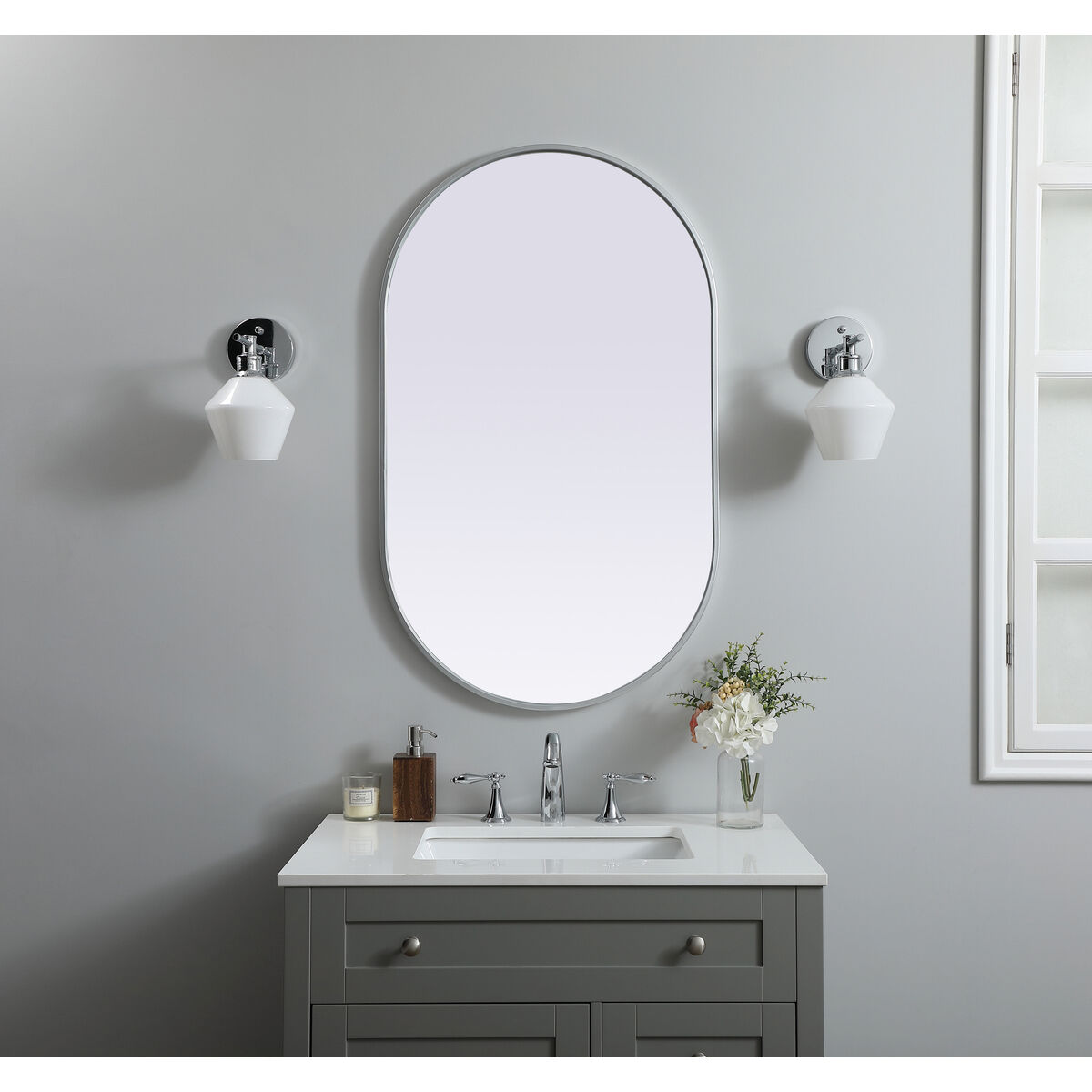 Asha 40 X 24 inch Silver Mirror in 24 x 40