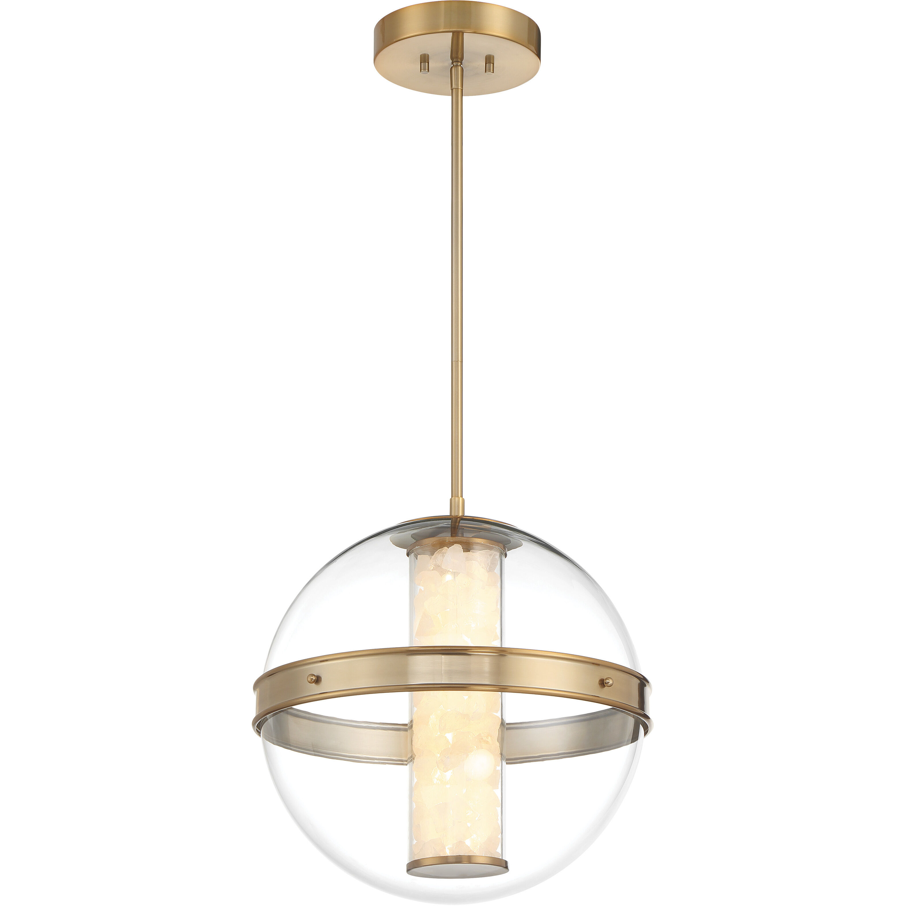 Divinely LED 16.75 inch Celeste Brass Pendant Ceiling Light