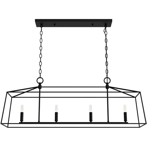 Fair Oaks 4 Light 40 inch Flat Matte Black Linear Chandelier Ceiling Light, Medium