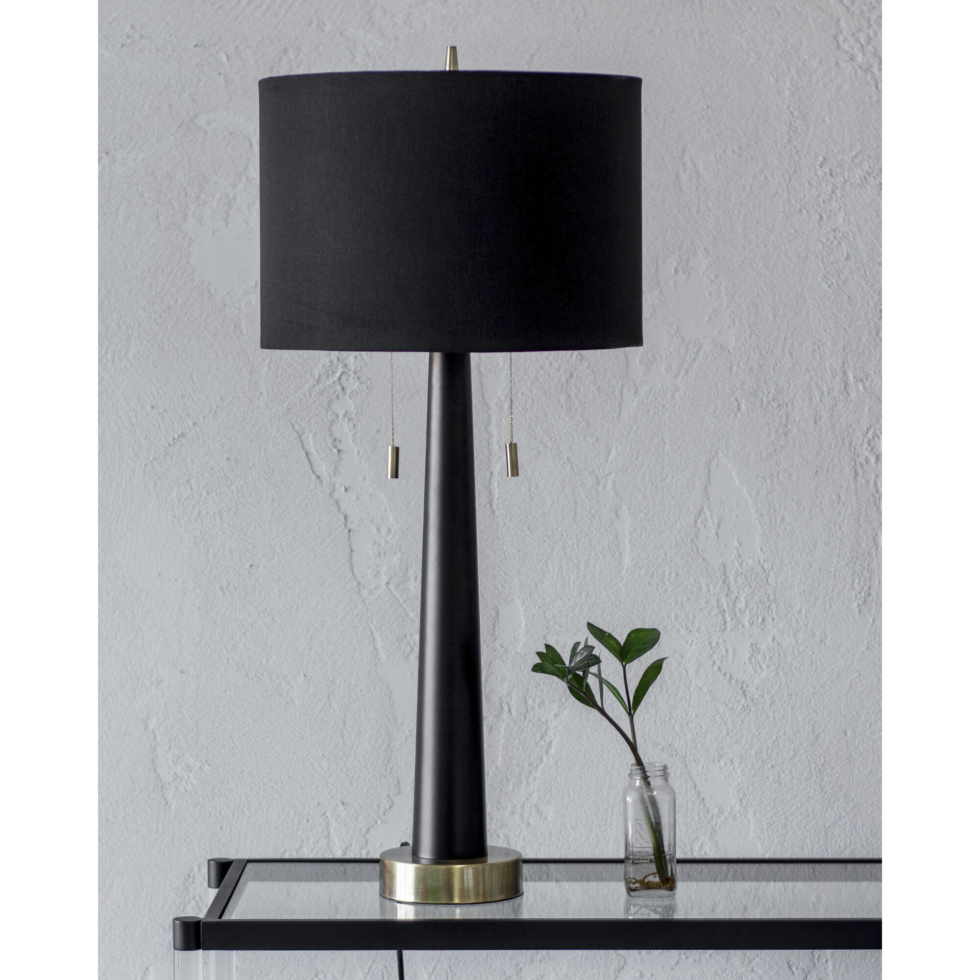 Dane 35 inch 100.00 watt Matte Black and Antique Brass Table Lamp Portable Light