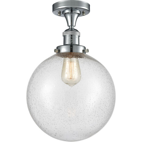 Franklin Restoration X-Large Beacon LED 10 inch Polished Chrome Semi-Flush Mount Ceiling Light in Seedy Glass, Franklin Restoration