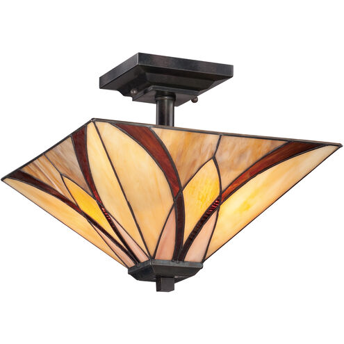 Asheville 2 Light 14 inch Valiant Bronze Semi-Flush Mount Ceiling Light, Naturals