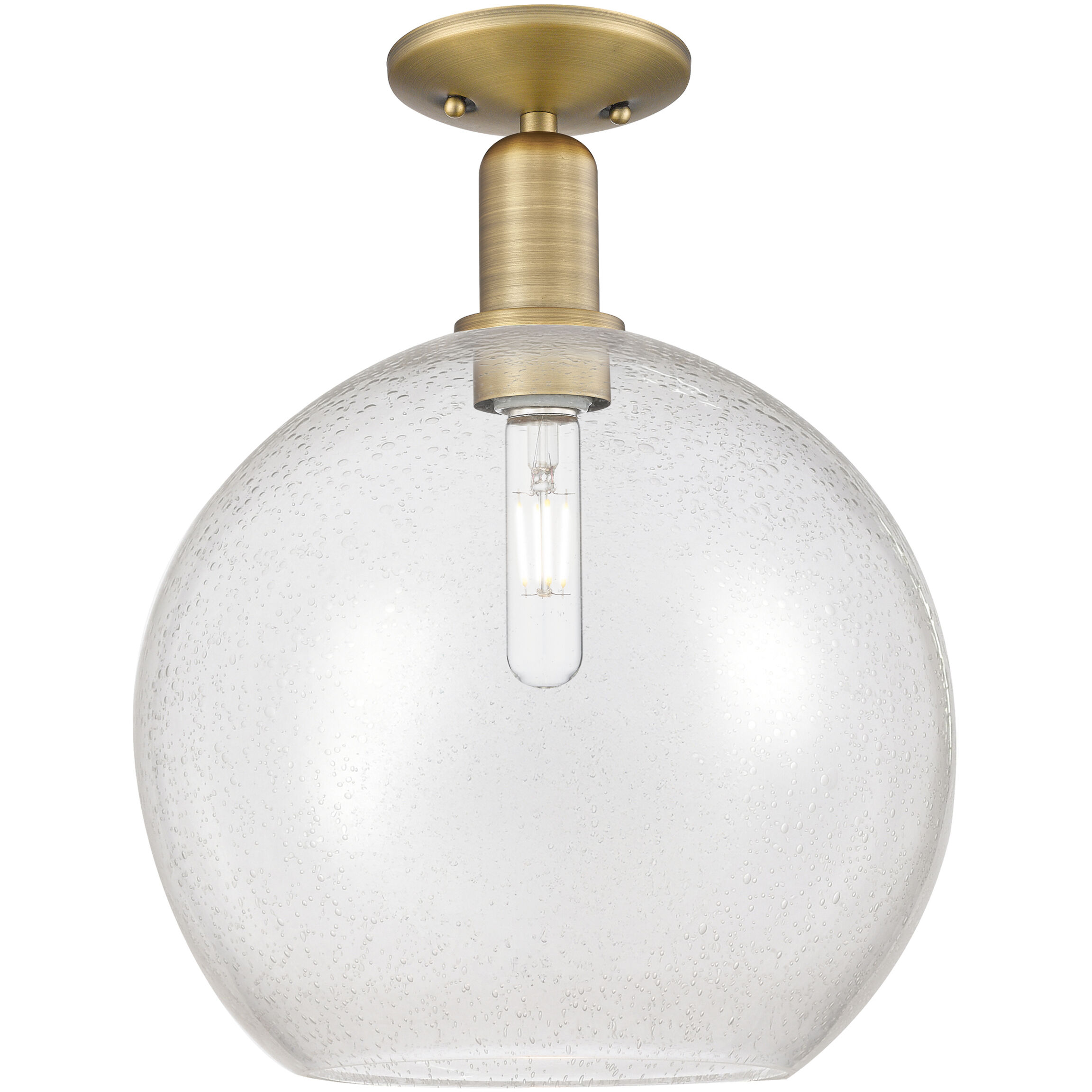 Arcadia Athens 1 Light 11.75 inch Brushed Brass Semi-Flush Mount Ceiling Light in Seedy