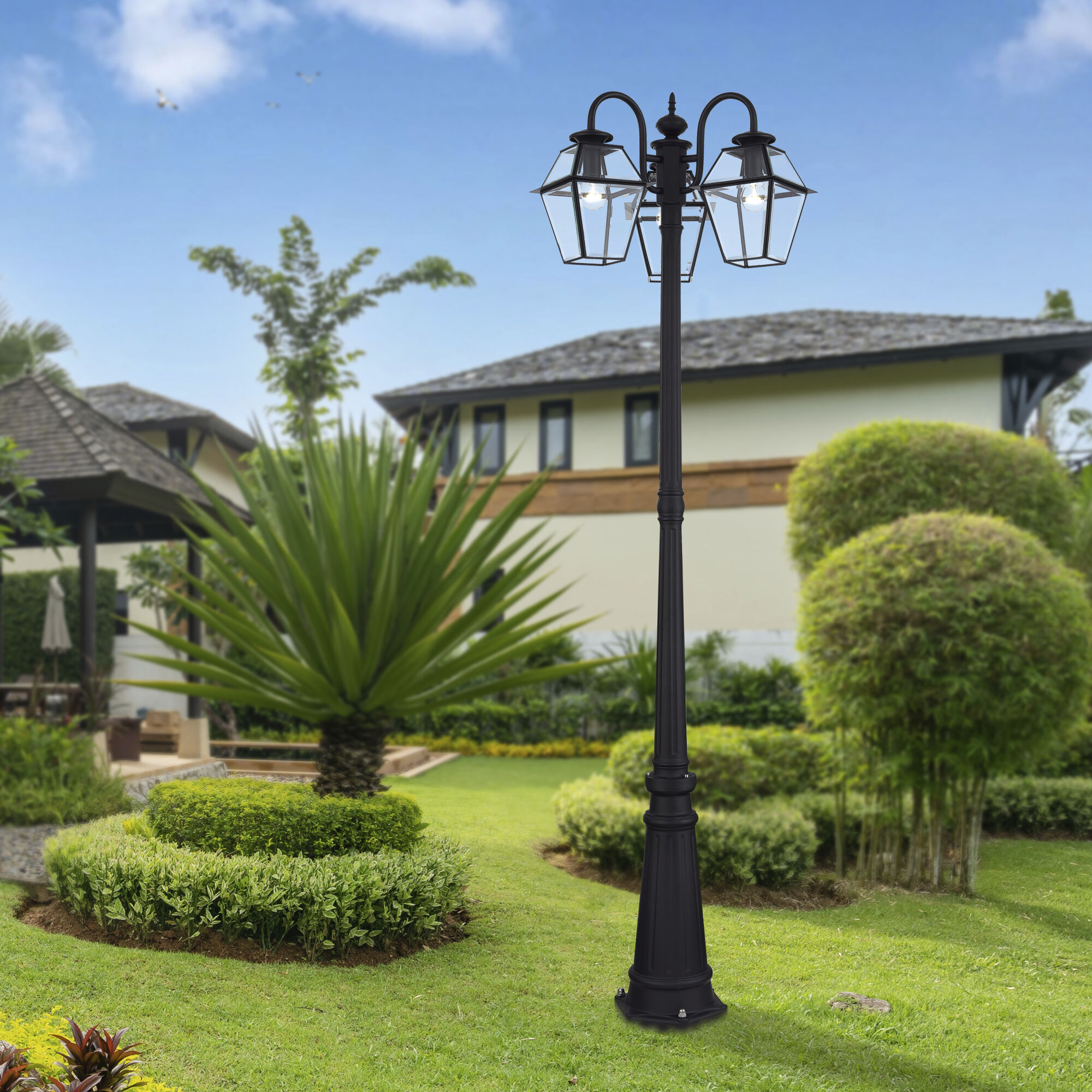 Westover 3 Light 80.13 inch Black Outdoor 3 Head Post Light