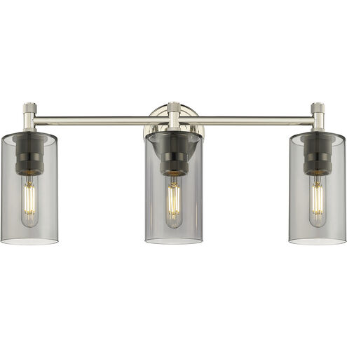 Downtown Urban Crown Point 3 Light 23.88 inch Polished Nickel Bath Vanity Light Wall Light in Plated Smoke