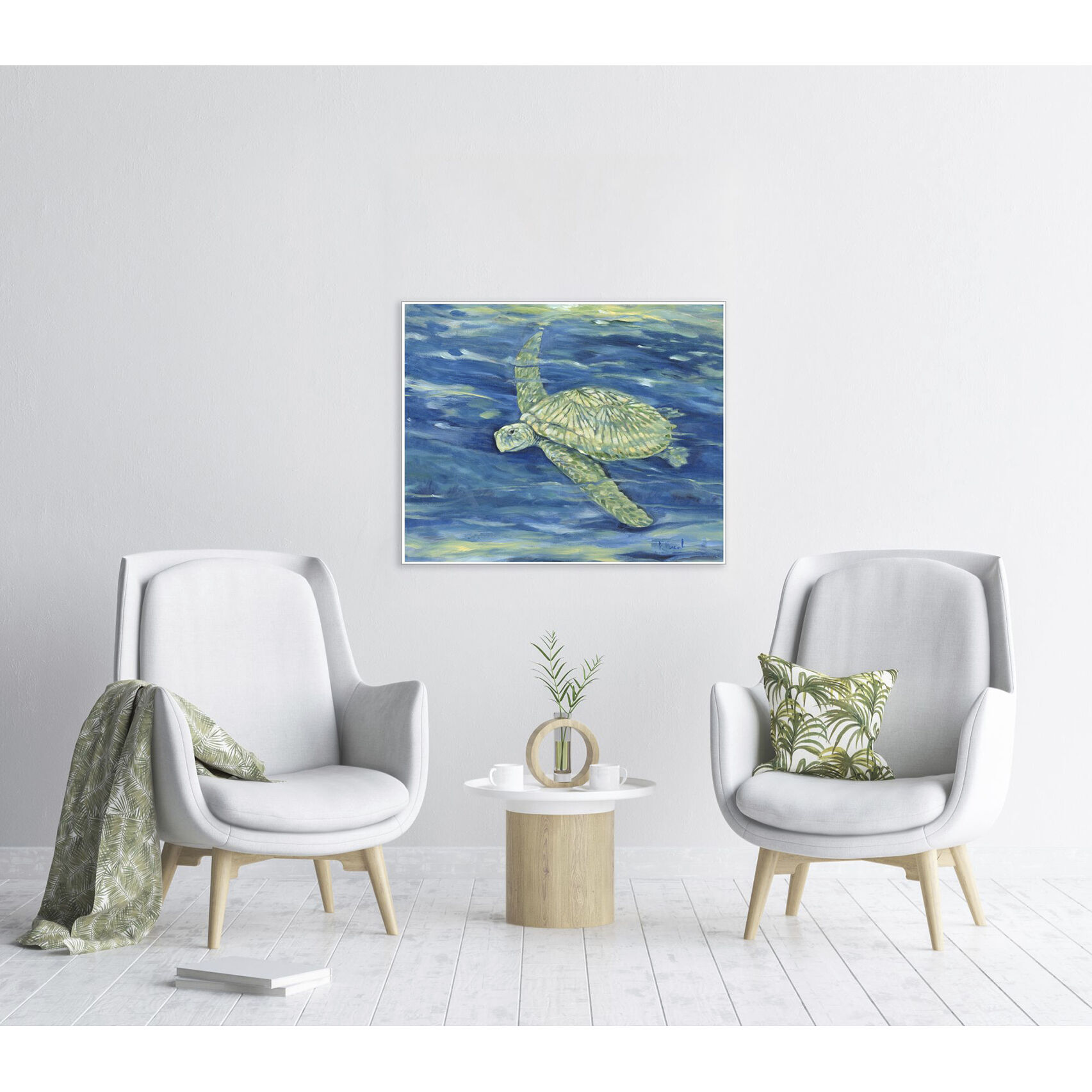 Lagoon Turtle Green and Blue Canvas, Propac