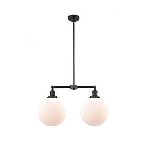 Franklin Restoration X-Large Beacon LED 25 inch Matte Black Chandelier Ceiling Light in Matte White Glass, Franklin Restoration