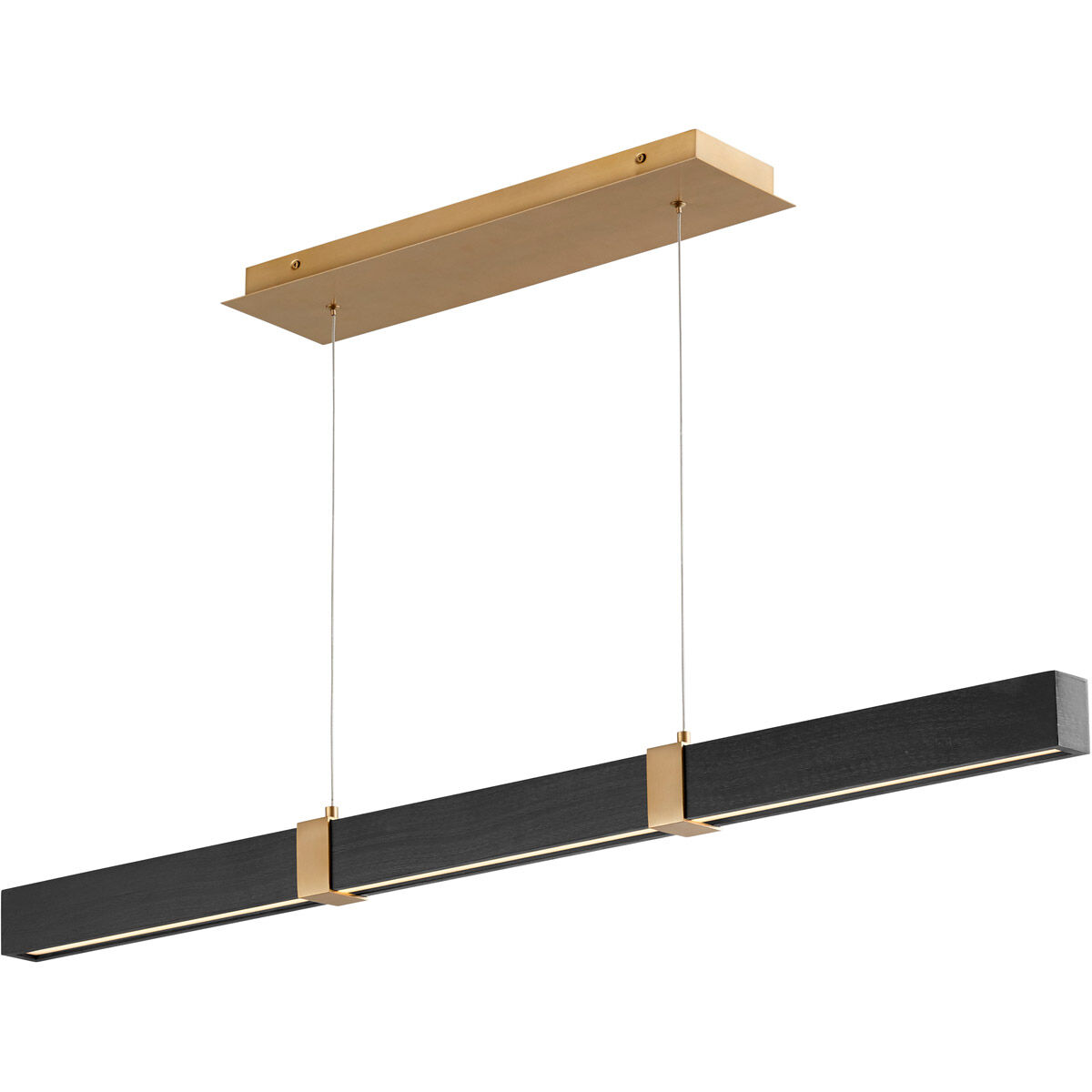 Decca LED 48 inch Aged Brass And Black Oak Linear Pendant Ceiling Light