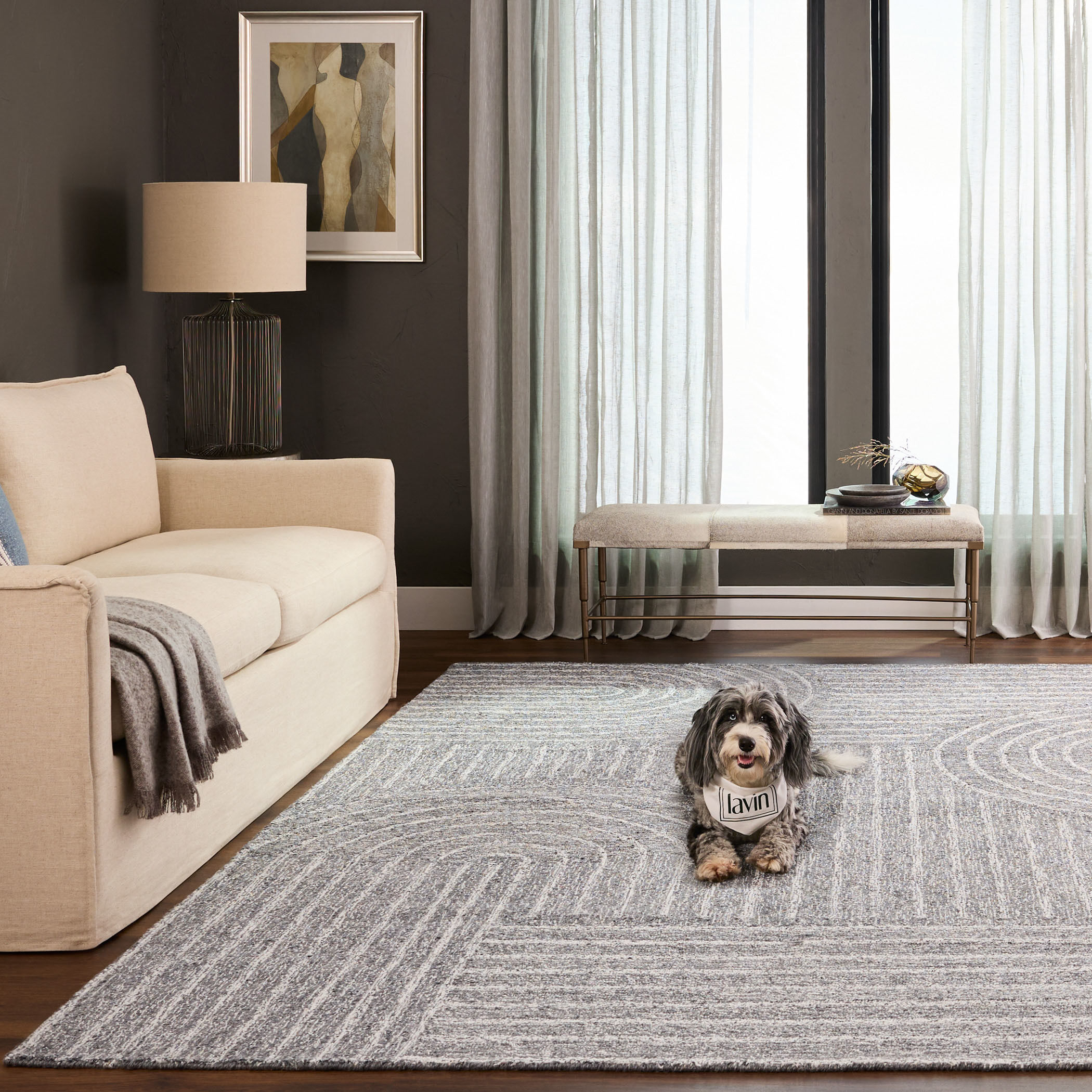 Kali 130 X 94 inch Grey/White Rug in 8 x 11
