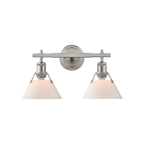 Orwell 2 Light 18 inch Pewter Bath Vanity Wall Light in Opal Glass