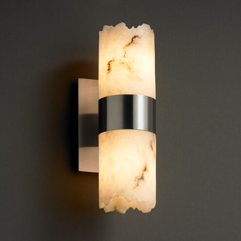 Lumenaria 2 Light 5 inch Brushed Nickel Wall Sconce Wall Light in Cylinder with Broken Rim, Incandescent