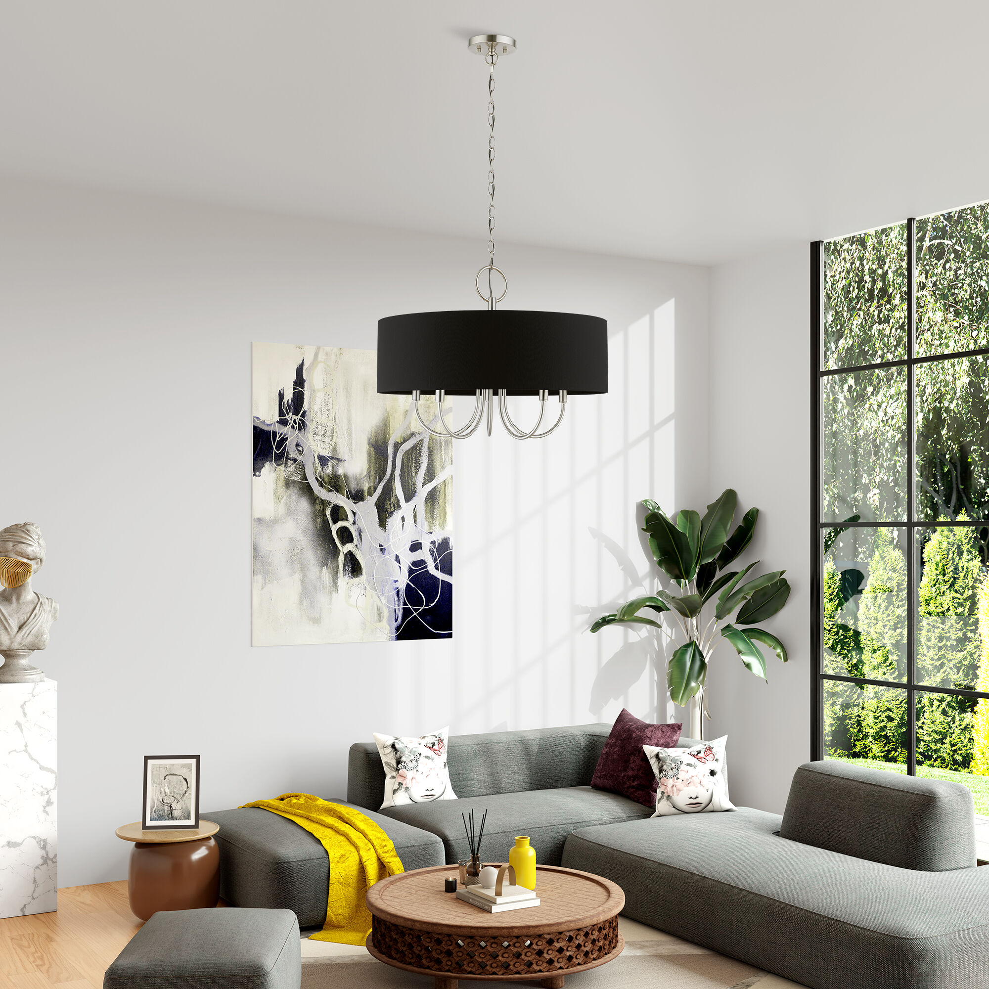 Huntington 5 Light 23 inch Brushed Nickel Pendant Chandelier Ceiling Light