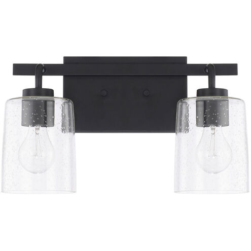 Greyson 2 Light 15 inch Matte Black Vanity Light Wall Light