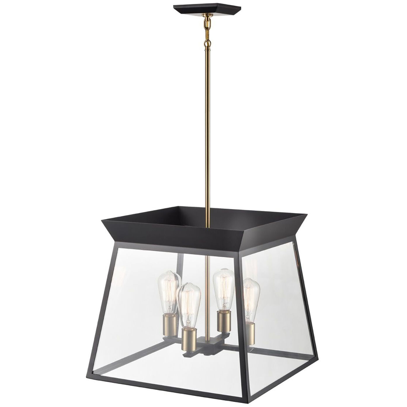 Lucian LED 18 inch Black and Brushed Brass Chandelier Ceiling Light