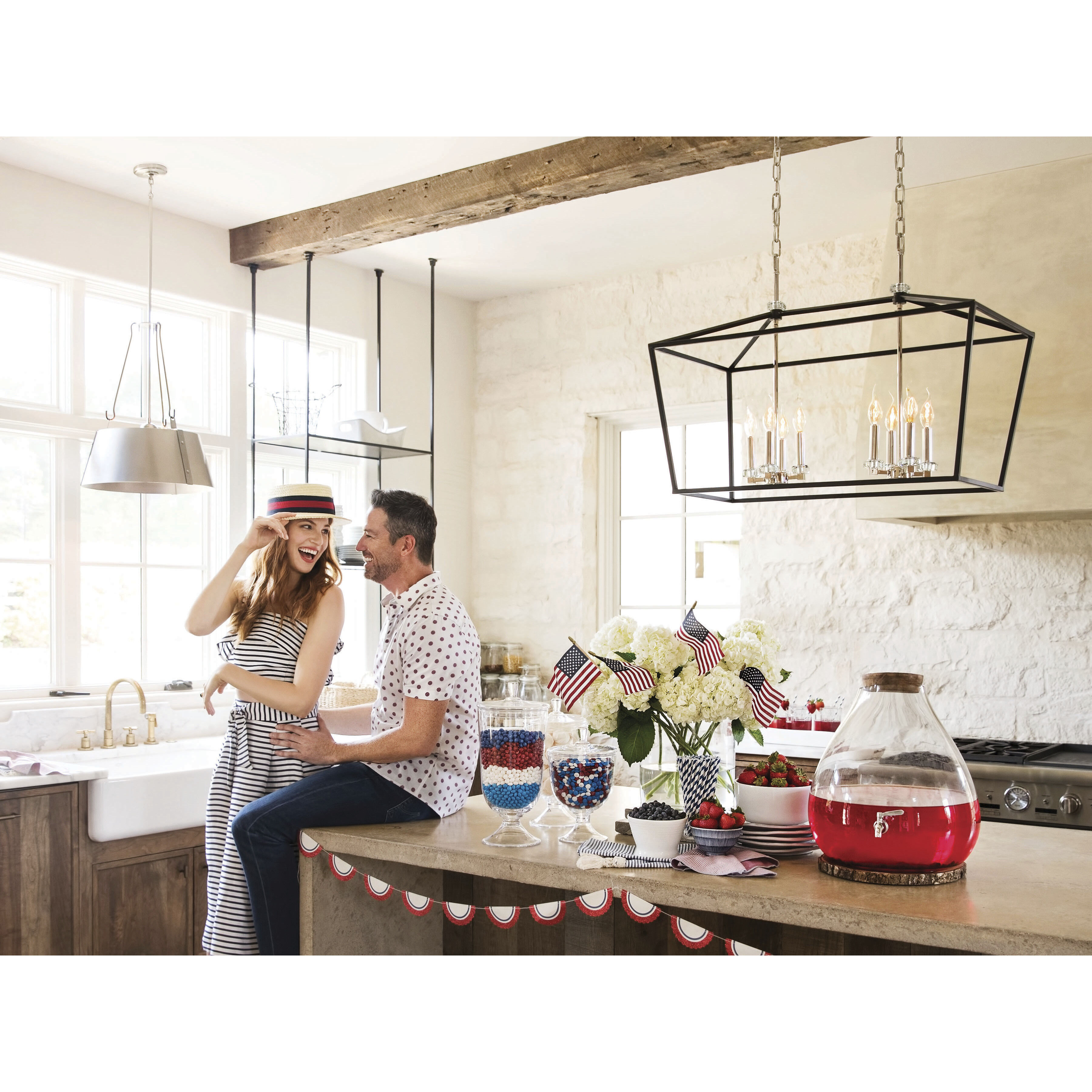 Stinson 8 Light 34 inch Black with Polished Nickel Indoor Linear Chandelier Ceiling Light