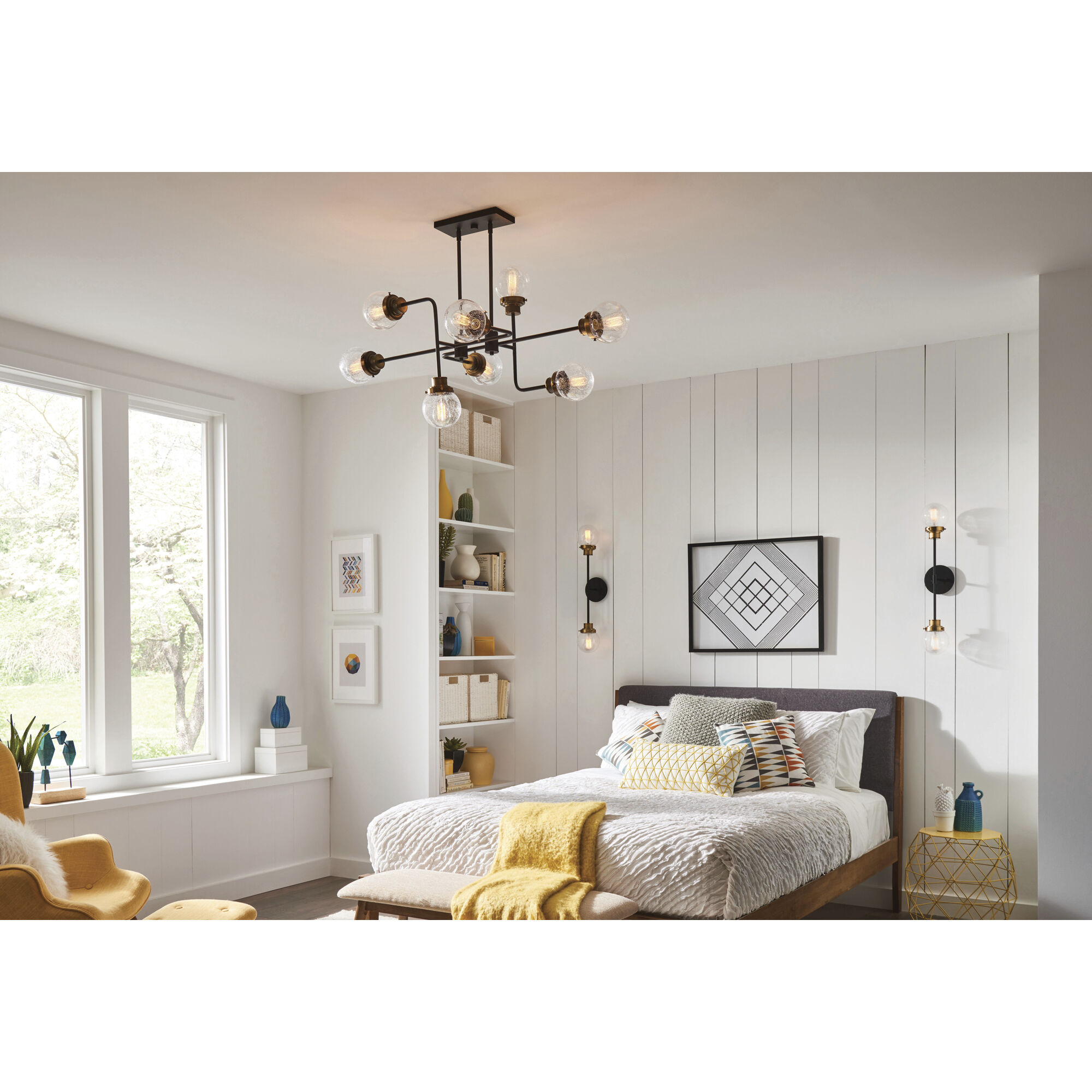 Poppy 8 Light 45 inch Black with Heritage Brass Indoor Linear Chandelier Ceiling Light