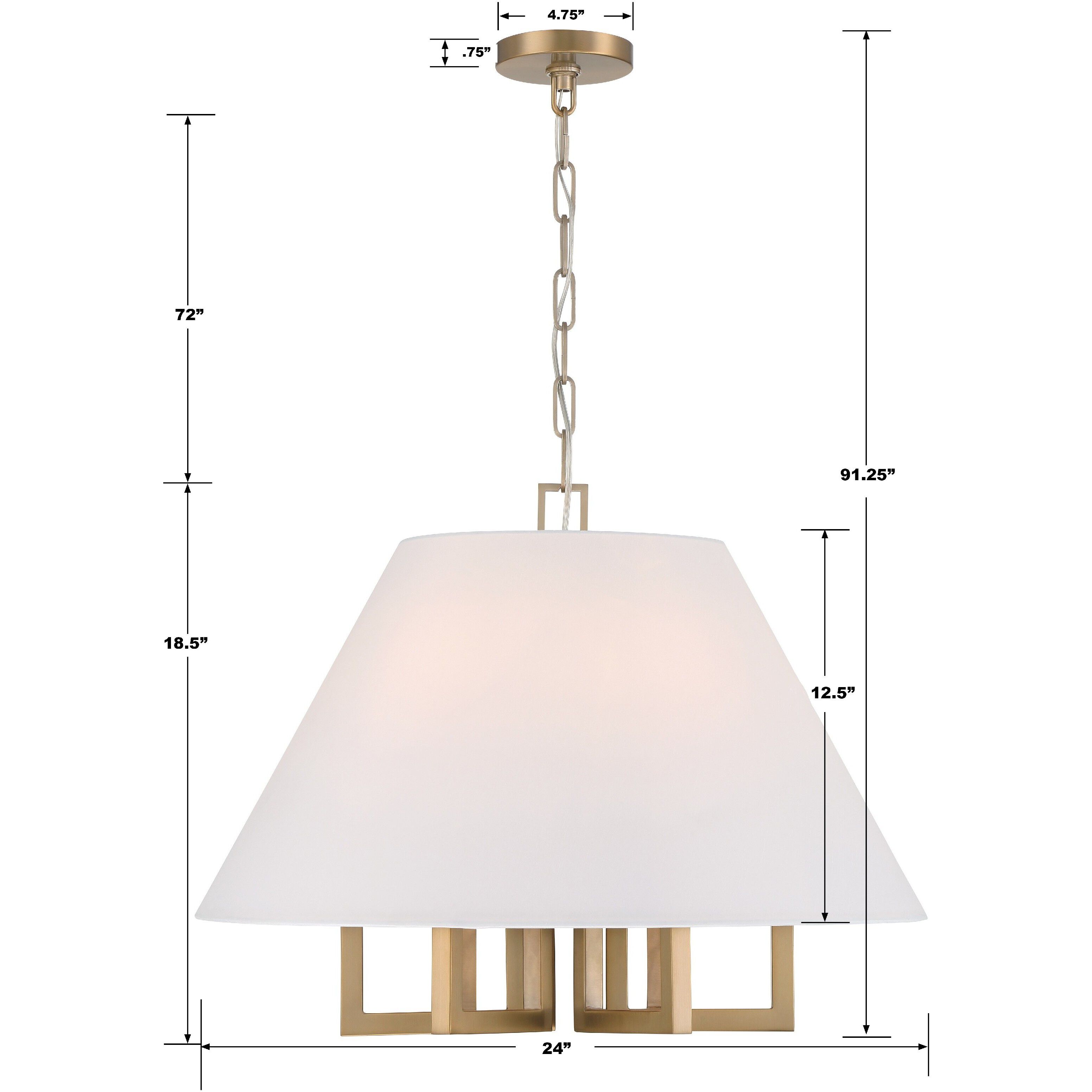 Westwood 6 Light 24 inch Vibrant Gold Chandelier Ceiling Light