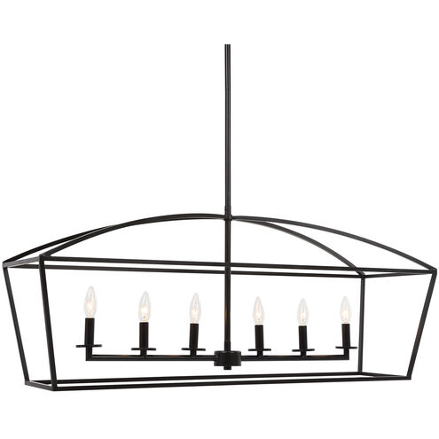 Clayton 6 Light 42 inch Dark Weathered Bronze Linear Chandelier Ceiling Light