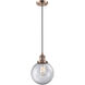 Franklin Restoration Beacon 1 Light 8 inch Antique Copper Mini Pendant Ceiling Light in Incandescent, Clear, Franklin Restoration