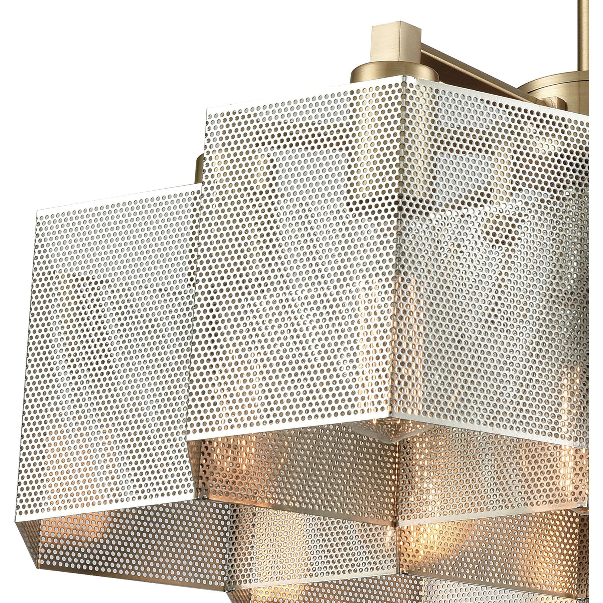 Compartir 7 Light 20 inch Satin Brass with Satin Nickel Chandelier Ceiling Light