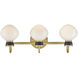 Lucy 3 Light 25 inch Lacquered Brass with Black Bath Light Wall Light