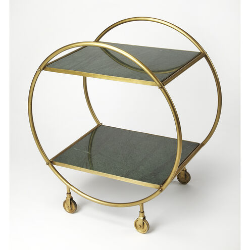Orian Green Marble & Metal 24 X 19 inch Butler Loft Serving Table