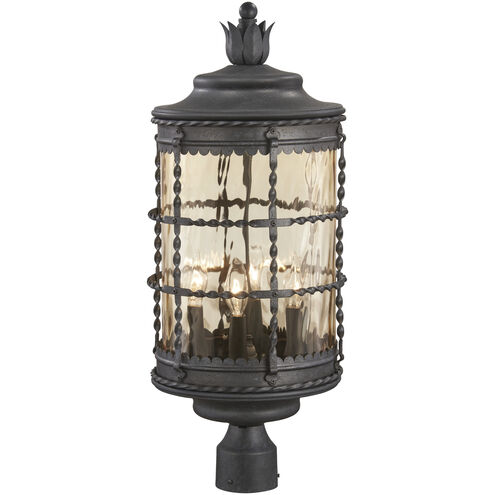 Mallorca 4 Light 26 inch Spanish Iron Outdoor Post Mount Lantern, Great Outdoors