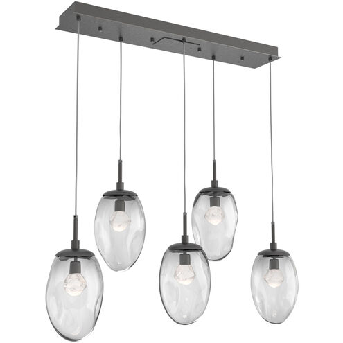 Meteo LED LED Graphite Linear Pendant Ceiling Light in 3000K LED, Zircon Inner - Clear Outer, Multi-Port