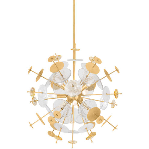 Gleason 9 Light 28.5 inch Vintage Gold Leaf Chandelier Ceiling Light