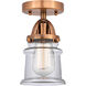 Nouveau 2 Small Canton 1 Light 5 inch Antique Copper Semi-Flush Mount Ceiling Light in Clear Glass