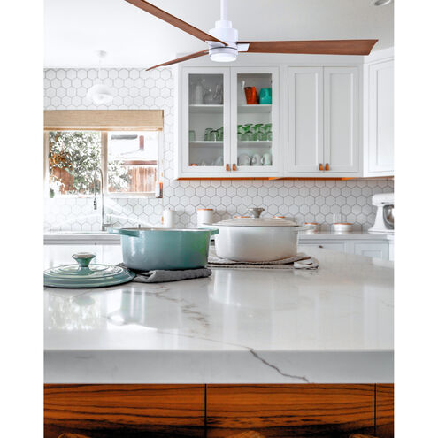 Atlas Alessandra 56 inch Matte White with Walnut Tone Blades Indoor/Outdoor Ceiling Fan